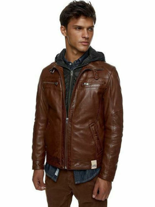 Mentor Lederjacke Jacke Biker Tabac Braun