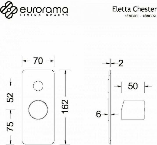Eurorama Eletta Chester Μίκτης Μπαταρίας Εντοιχισμού για Ντουζιέρα 2 Εξόδων