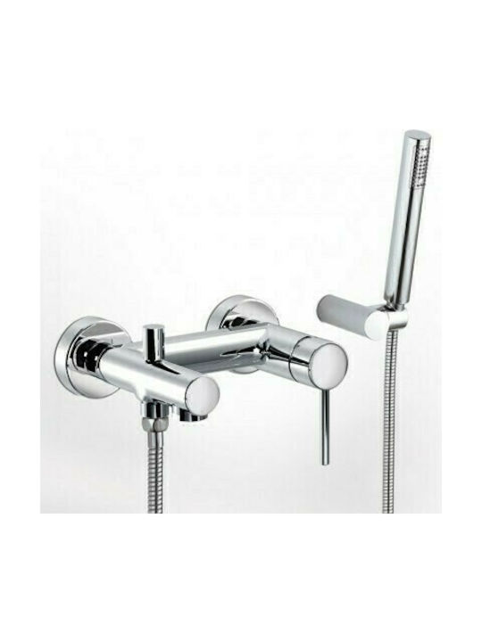 Eurorama Tonda Mixing Bathtub Shower Faucet Complete Set Silver