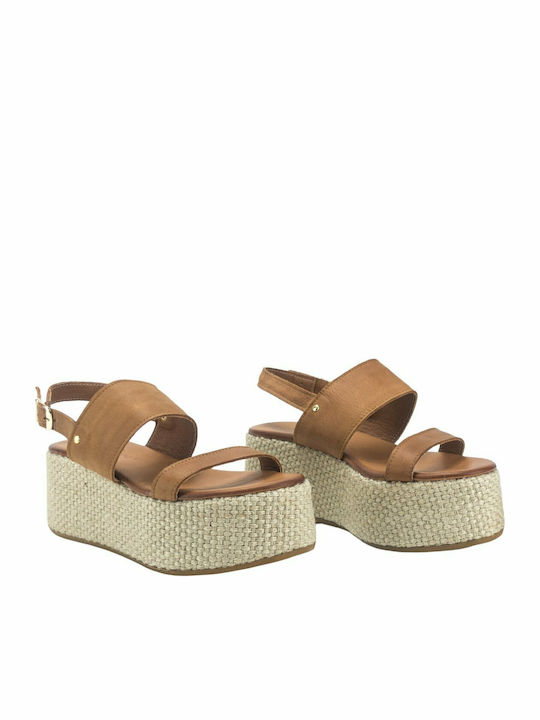 Women's Leather Platform Shoes Tabac Brown
