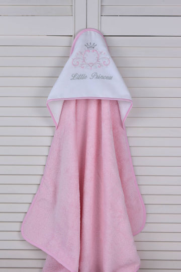 Baby Oliver Baby Hooded Bath Towel Little Princess Pink 75x75cm