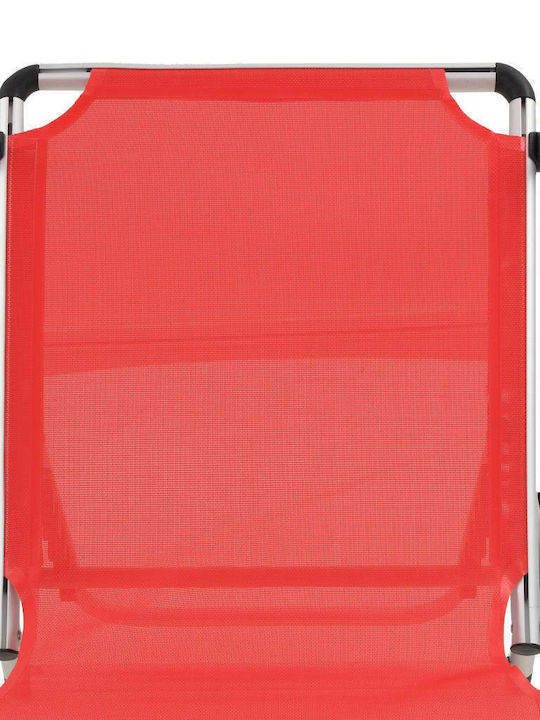 Ξαπλώστρα Μεταλλική με Ύφασμα Textilene & Σκίαστρο Red 2τμχ 186x58x75εκ.