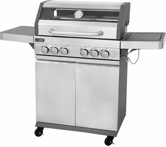 Thermogatz GS Grill View Ψησταριά Υγραερίου Μαντεμένιας Σχάρας 70x42εκ. με 5 Εστίες 18kW και Πλαϊνό Μάτι 2.5kW