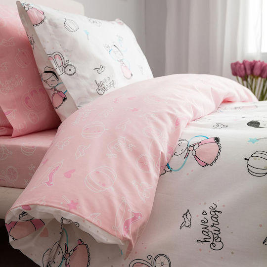 Vesta Home Sheet Set Single with Elastic Band Cotton Kids Cindy Pink 100x200cm 3pcs