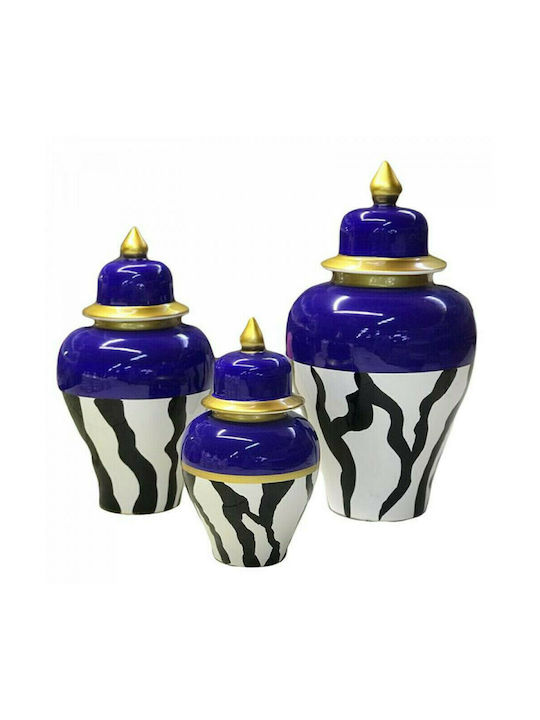 Inart Vază Decorativă Ceramică Blue/Black/White 3buc