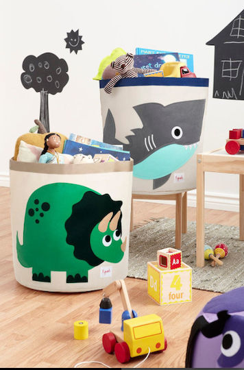 3 Sprouts Children's Storage Basket made of Fabric Dino Green 43x43x45cm 1pcs