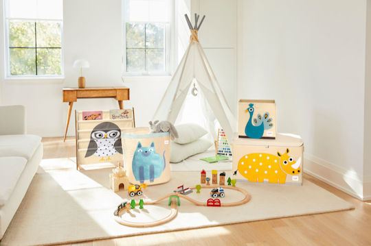 3 Sprouts Children's Folding Storage Box made of Fabric Rhino Yellow 61x37x38cm 1pcs