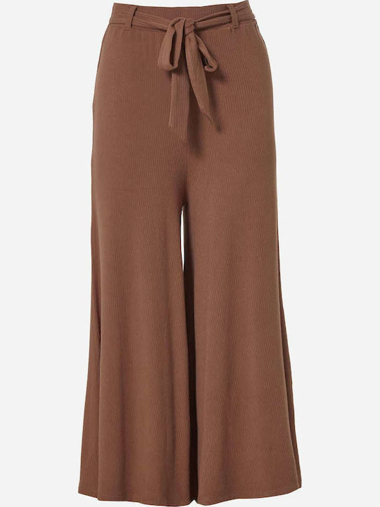 Femei Talie înaltă Din material textil Pantaloni cu elastic cu Croială Relaxată Brownie