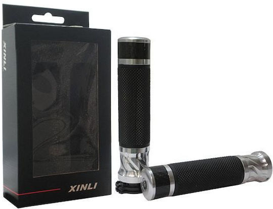 Xinli Grips with Handlebar Counterweights 655A in Silver color
