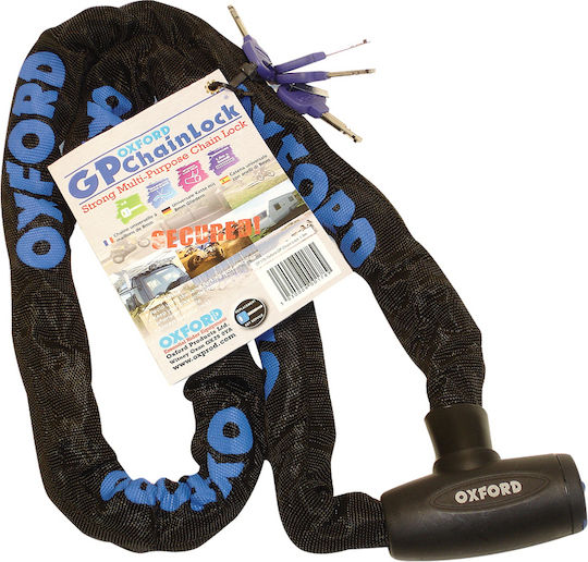 Oxford GP Chain 8 Motorrad-Diebstahlsicherungskette mit Schloss und Länge 150cm Schwarz Farbe
