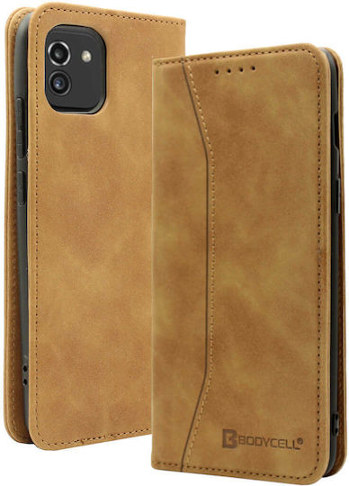 Bodycell PU Leather Brieftasche Synthetisches Leder Braun (Galaxy A03)