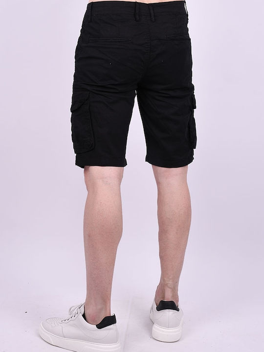 Bermudashorts schwarz Cargo-Stoff schwarz Schwarz