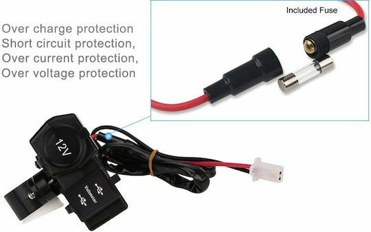 Motorradladegerät mit Anschlüssen: 2xUSB & 1xZigarettenanzünder mit Voltmeter Blau