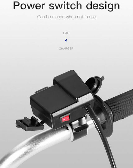 Race2 Motorradladegerät mit Anschlüssen: 2xUSB & 1xZigarettenanzünder mit Voltmeter Rot