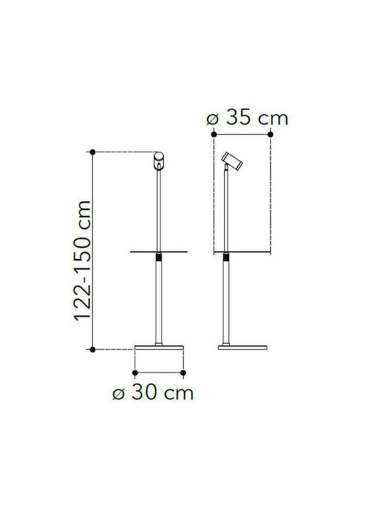 Fan Europe Relax Lampa de podea Î150xL35cm. cu Soclu pentru Bec GU10 Negru