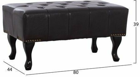 Hocker Bankhocker Gepolstert mit Kunstleder Emma Braun 80x46x42cm