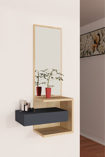 Eingangsmöbel mit Spiegel Natural / Anthracite 49.1x31.3x90cm