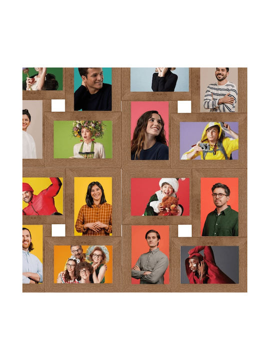 vidaXL Multi Wall-Mounted Picture Frame 24 Photos Wooden Brown