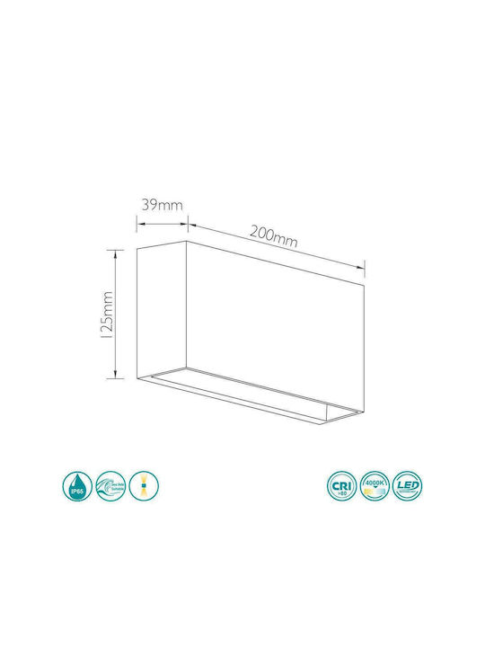 SoleLuce Suite Επιτοίχια Εξωτερική Πλαφονιέρα LED IP65 με Φυσικό Λευκό Φως