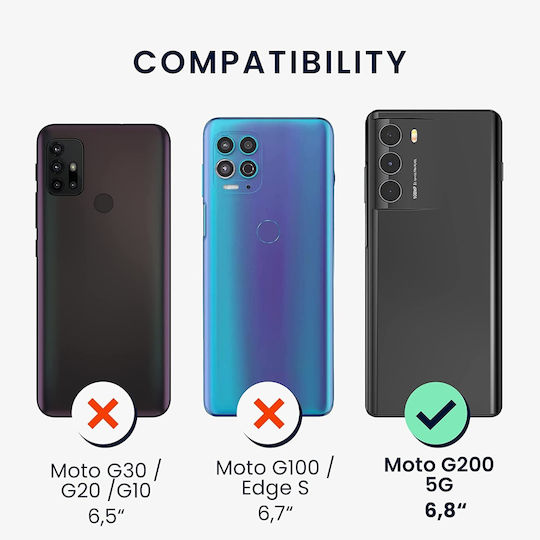 KWmobile Crossbody Back Cover Silicon cu Curea Transparent / Negru (Moto G200)