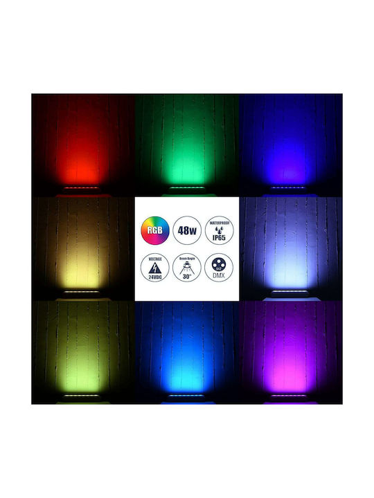 GloboStar Flood-Hena Außenstehlampe LED Wall Washer 48W RGB IP65 Silber