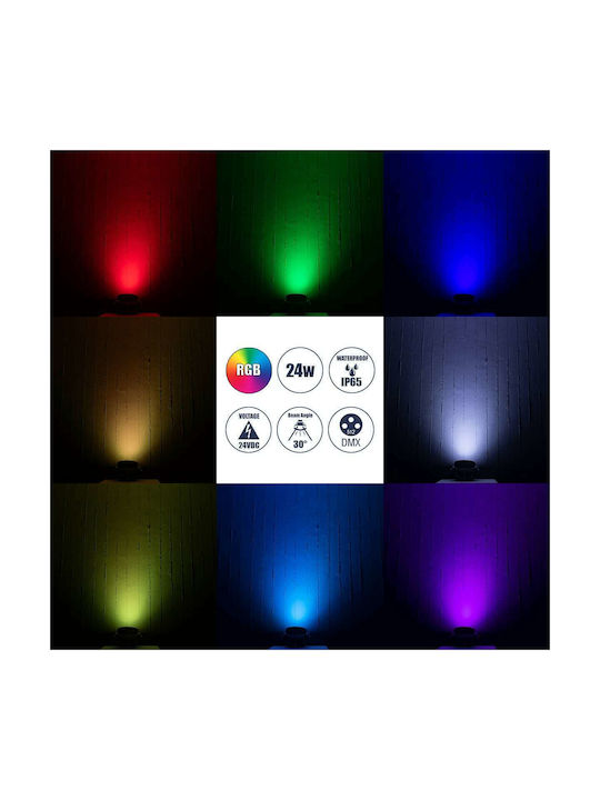 GloboStar Flood-Mena Външна Стояща Лампа LED Стенна Пералня 24W RGB IP65 Сребрист