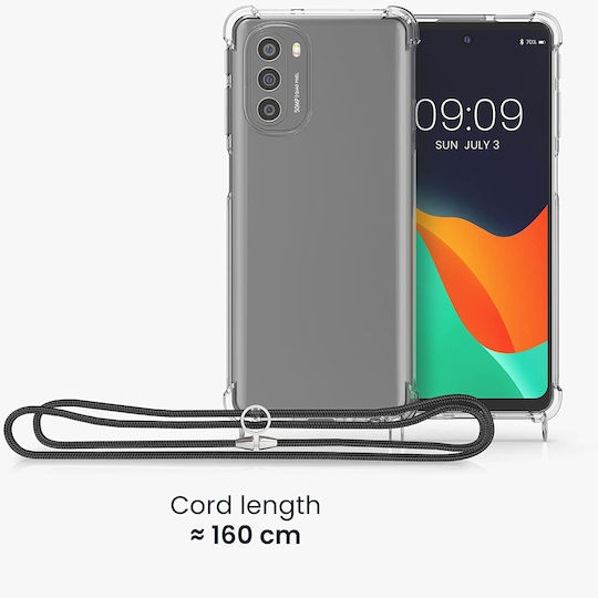 KWmobile Crossbody Back Cover Silicone with Strap Transparent / Black (Motorola Moto G51 5G)