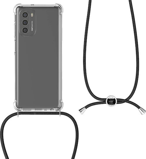 KWmobile Crossbody Back Cover Silicone with Strap Transparent / Black (Motorola Moto G51 5G)