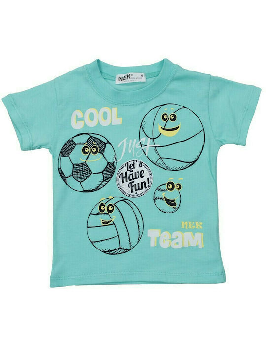 Nek Kids Wear Kids Set with Shorts Summer 3pcs Turquoise