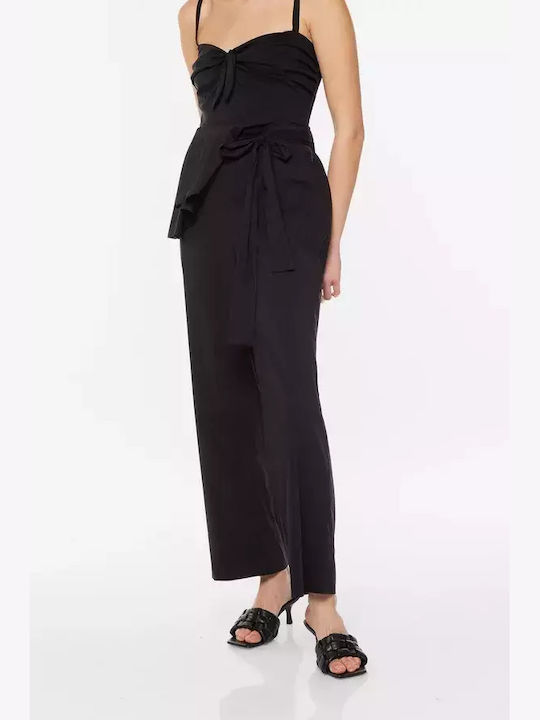 Women's High-waisted Fabric Capri Trousers Black