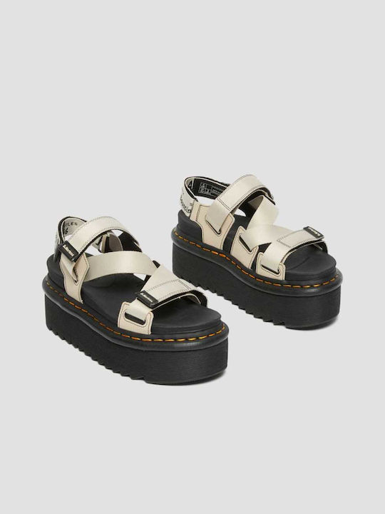 Kimber Webbing Δερμάτινα Γυναικεία Σανδάλια Flatforms Warm Sand