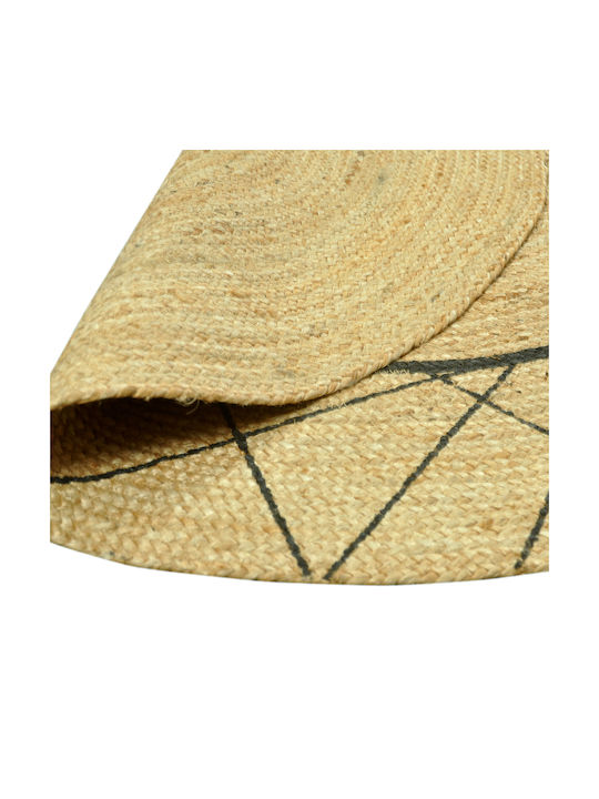 Newplan Delhi ME-002 Handgefertigt Teppich Rund Sommer aus Jute Beige Black