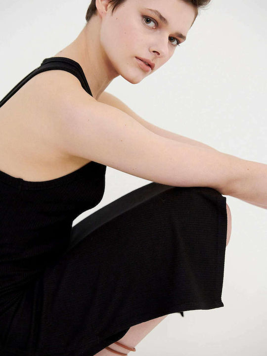 Summer Midi Dress with Slit Black
