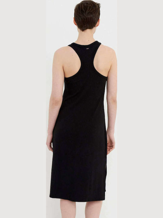 Summer Midi Dress with Slit Black