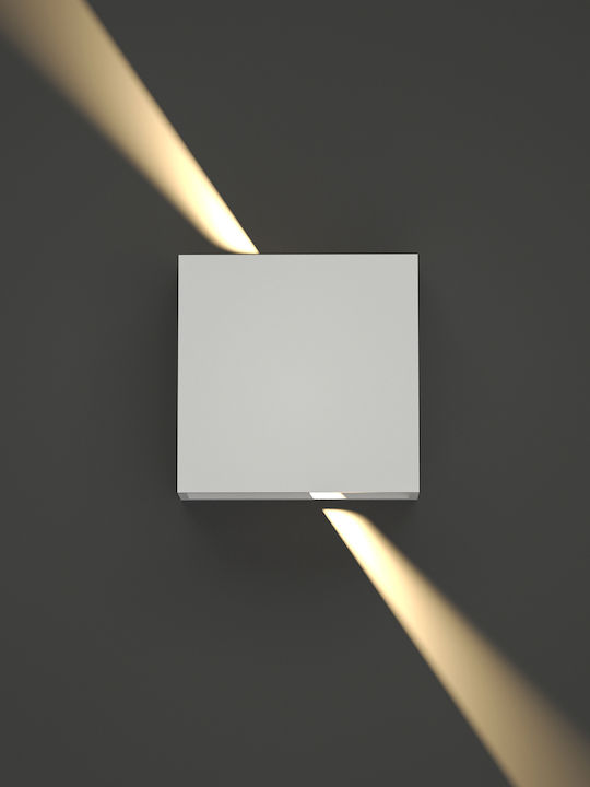 Inlight Yellowstone Wall-Mounted Outdoor Ceiling Lamp LED IP65 4W with Warm White Light Double Beam 12x12x12cm