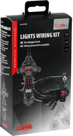 Lampa Διακόπτης Μοτοσυκλέτας Διακόπτης Φώτων Μηχανής On/Off με Καλώδια 2.5m/12V & Ρελέ 40A