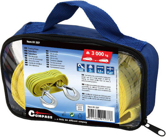 Compass Car Towing Equipment Strap with Towing Capacity up to 3 Tons in Yellow Color