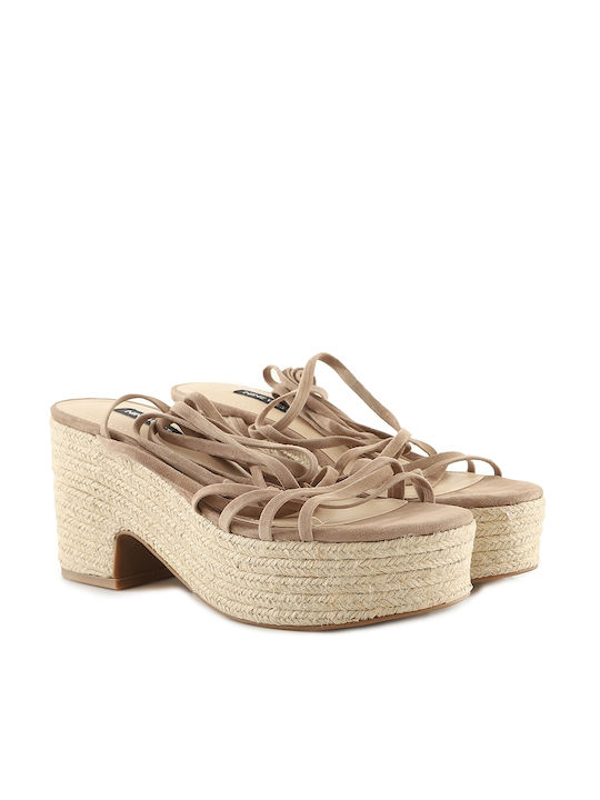 Nine West Riplee3 Damen Sandalen mit Chunky hohem Absatz in Beige Farbe