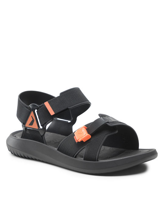 Rider Men's Leather Sandals Black / Orange