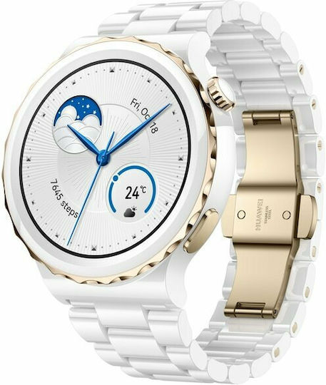 Huawei Watch GT 3 Pro Ceramic 43mm Waterproof with Heart Rate Monitor (Ceramic White)