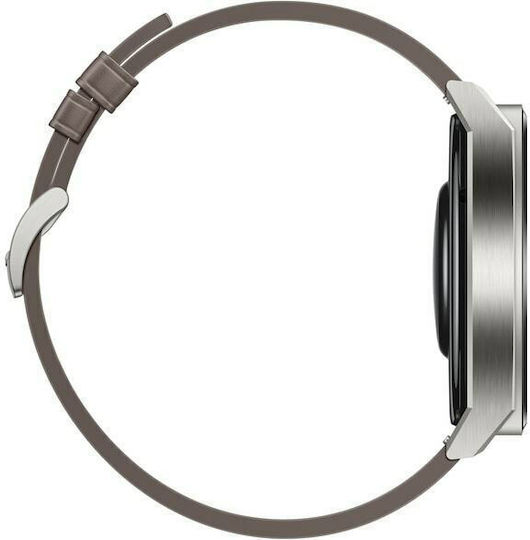 Huawei Watch GT 3 Pro Titanium 46mm Waterproof with Heart Rate Monitor (Gray Leather)