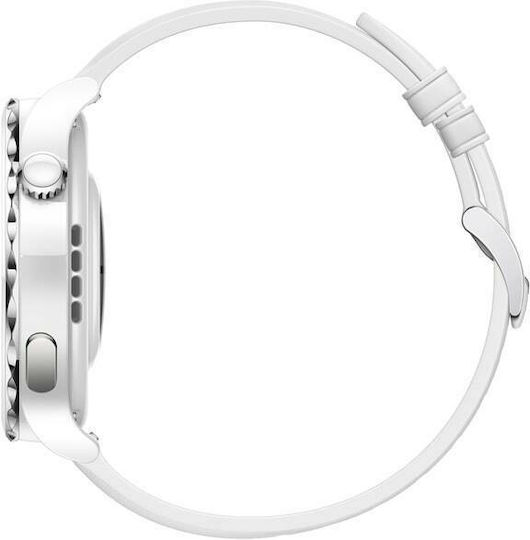 Huawei Watch GT 3 Pro Ceramic 43mm Αδιάβροχο με Παλμογράφο (Leather White)