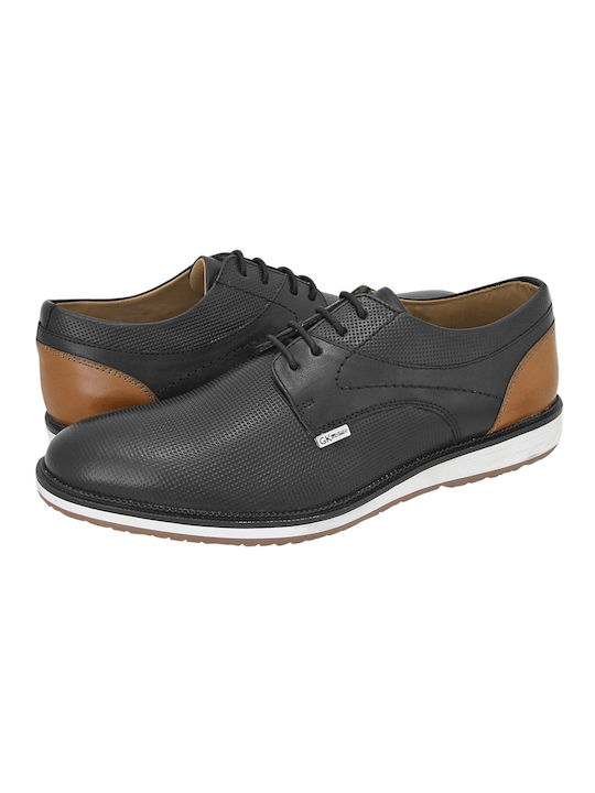 GK Uomo Men's Leather Casual Shoes Black