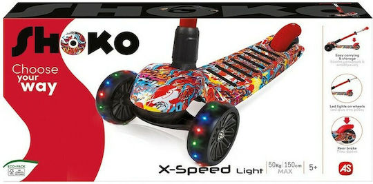 AS Детски Скутер Сгъваемо Shoko Twist & Roll X-Speed Light 3 колела за 5+ Години Червен