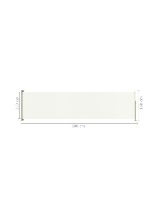 vidaXL Πλαϊνό Ρολό Σκίασης Κήπου Κρεμ 1.6x6m