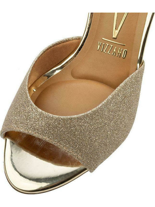 Leder Sandalen mit Strass Gold