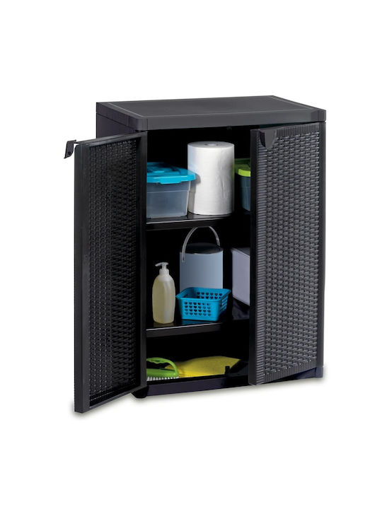 Dulap Dublu-Foi Din Polipropilenă Cu 2 Rafturi Negru 65x45x88 Cm