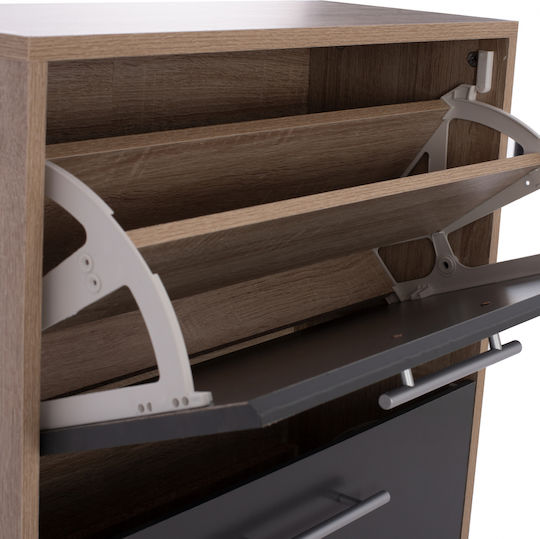 Davina Wooden Shoe Organizer with 3 Shelves Sonama / Grey 62x24x110cm