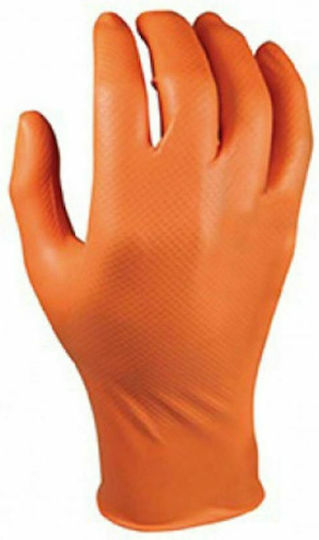 Grippaz Tough & Durable 246A Nitrile Examination Gloves Powder Free Orange 50pcs