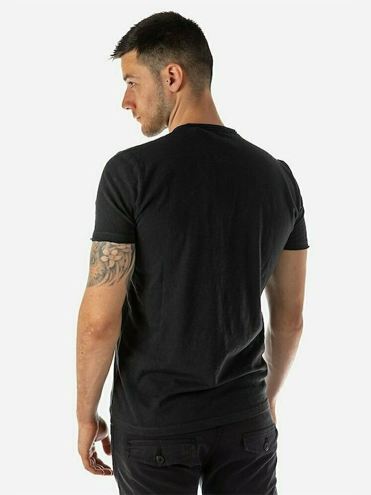 Camaro Men's Short Sleeve Blouse with Buttons Black